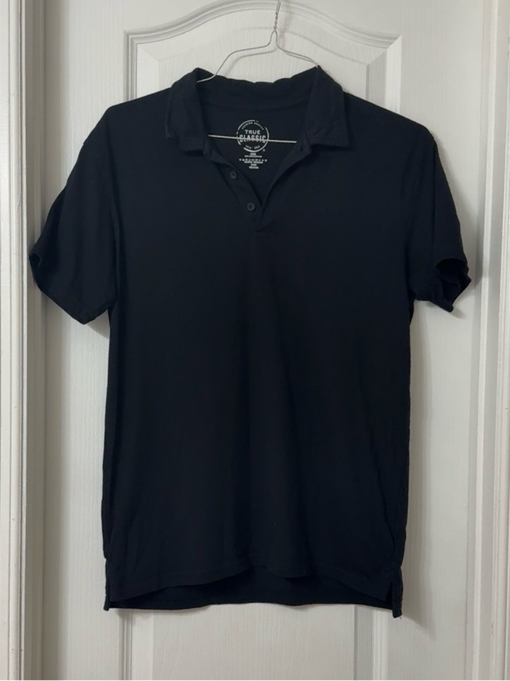 True Classic black short sleeve polo shirt Size Medium